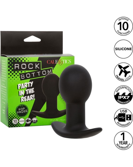 Calexotics ROCK BOTTOM ANAL PLUG 10 VIBRATIONS SILICONE BLACK