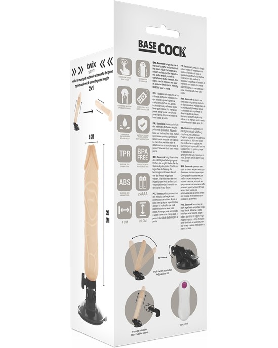 Basecock REALISTIC VIBRATOR REMOTE CONTROL FLESH 20 CM -O- 4 CM