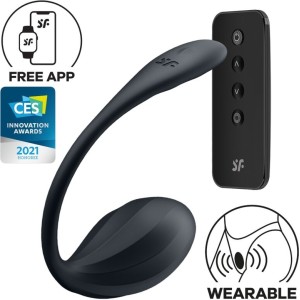 Satisfyer Partner SATISFYER - RIBBED PETAL G POINT STIMULATOR REMOTE CONTROL BLACK FREE APP