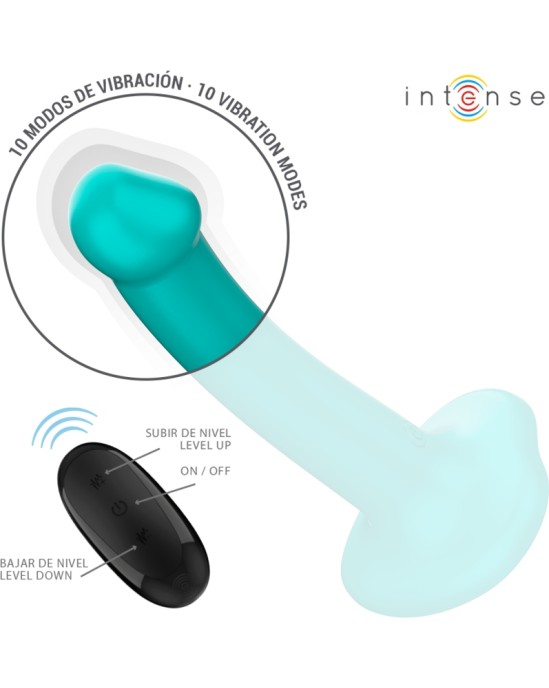 Intense Fun INTENSE - KATIE VIBRATOR WITH SUCTION CUP 10 VIBRATIONS BLUE REMOTE CONTROL