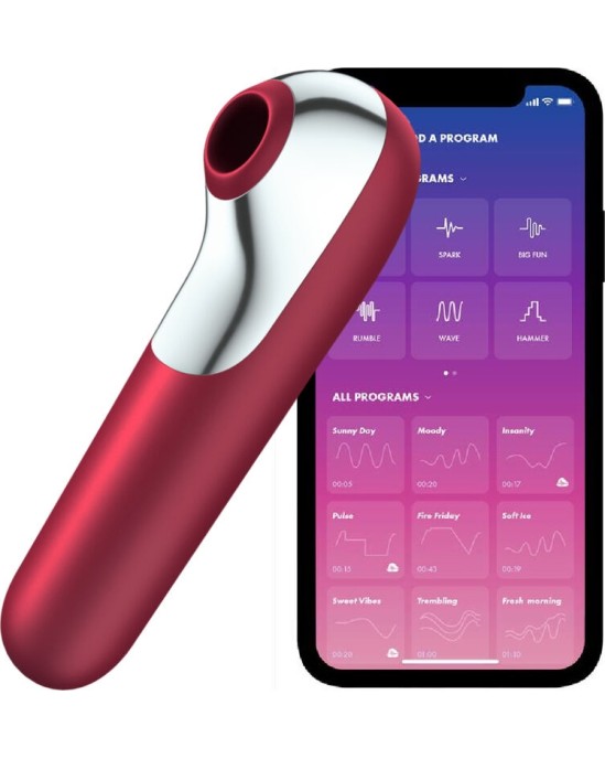 Satisfyer Connect SATISFYER - DUAL LOVE VIBRATOR AND SUCTIONER WITH PULSED AIR RED