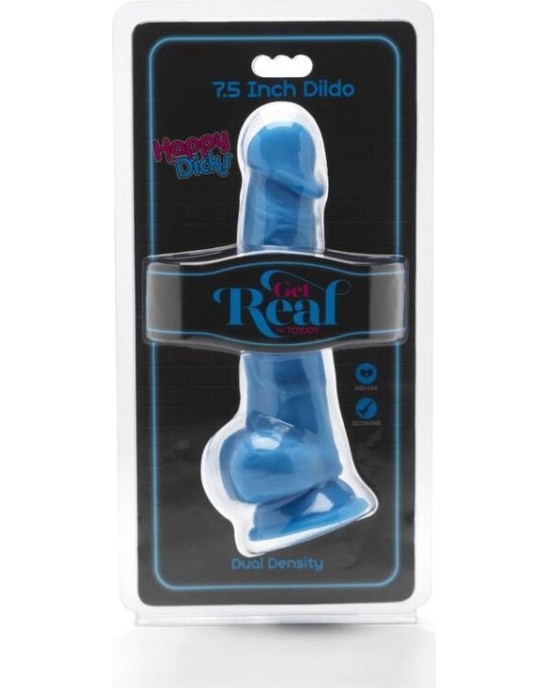 Get Real HAPPY DICKS 19 CM WITH BALLS BLUE