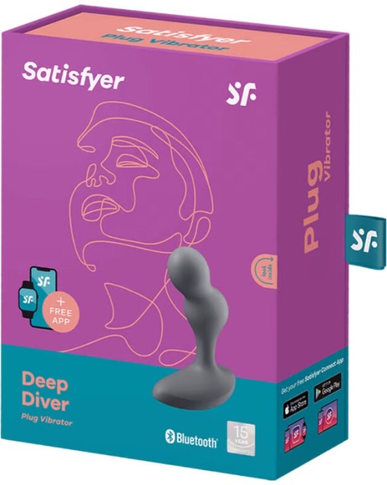 Satisfyer Connect SATISFYER - DEEP DIVER VIBRATING PLUG APP GREY