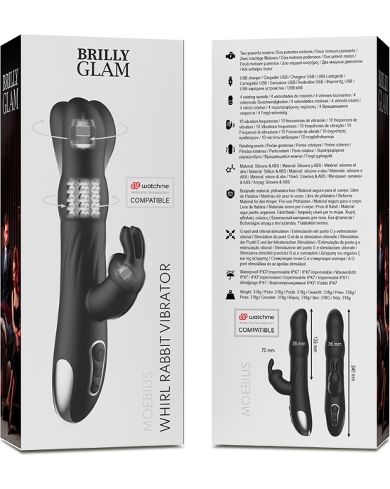 Brilly Glam MOEBIUS RABBIT VIBRATOR & ROTATOR COMPATIBLE WITH WATCHME WIRELESS TECHNOLOGY