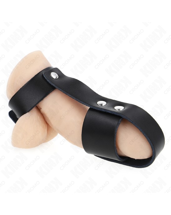 Kink Ring Power KINK - LEATHER PENIS CAGE RING WITH ADJUSTABLE BALL DIVIDER