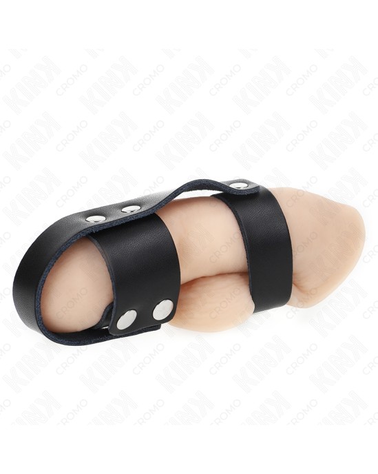 Kink Ring Power KINK - LEATHER PENIS CAGE RING WITH ADJUSTABLE BALL DIVIDER