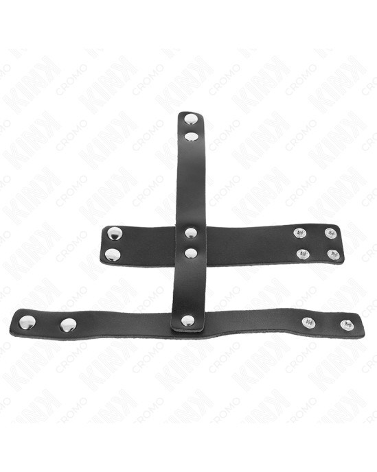 Kink Ring Power KINK - LEATHER PENIS CAGE RING WITH ADJUSTABLE BALL DIVIDER