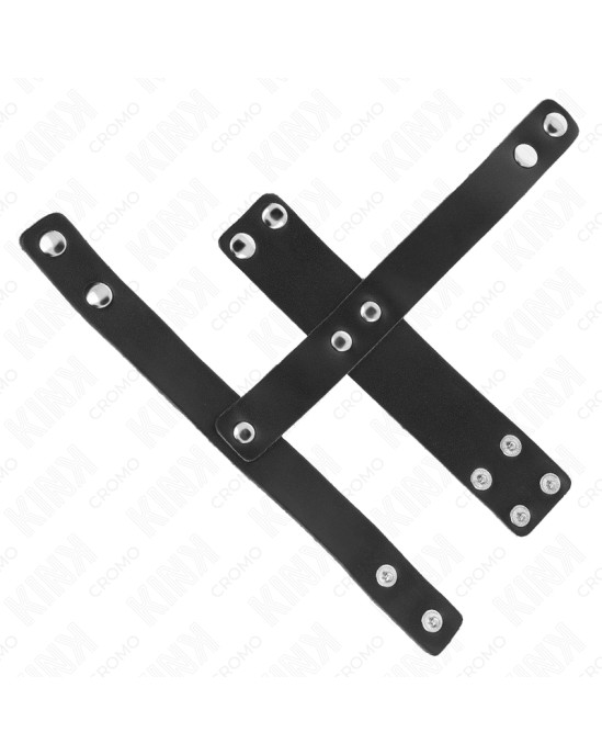 Kink Ring Power KINK - LEATHER PENIS CAGE RING WITH ADJUSTABLE BALL DIVIDER