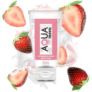Aqua Travel STRAWBERRY CREAM FLAVOUR WATERBASED LUBRICANT - 50 ML