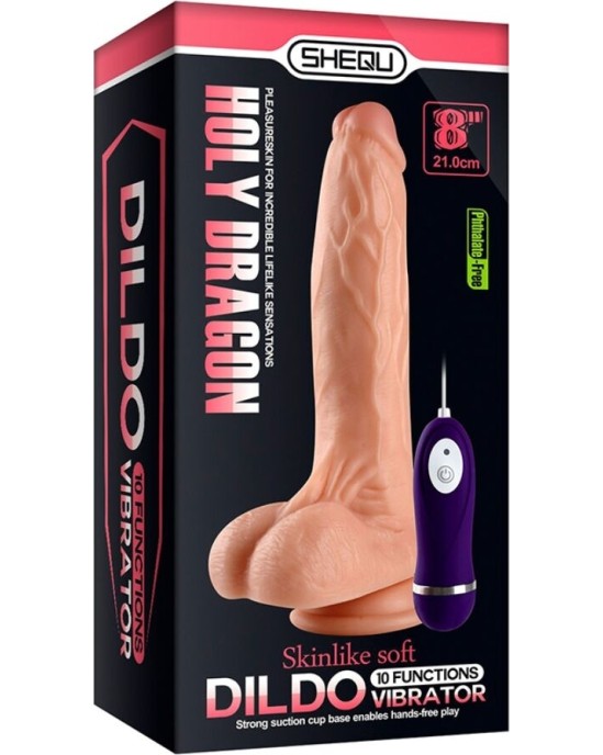 Shequ HOLY DRAGON VIBRATOR DILDO WITH REMOTE CONTROL 20.5 CM