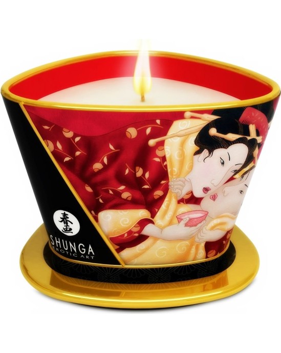 Shunga Candles SHUNGA - MINI CARESS BY CANDELIGHT STRAWBERRIES AND CAVA MASSAGE CANDLE 170 ML