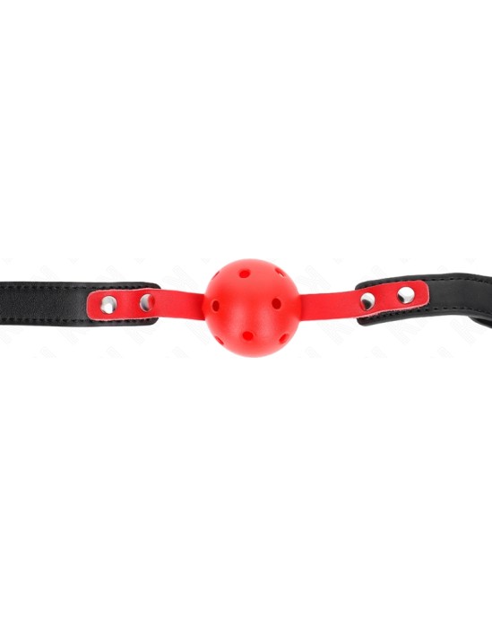 Kink Collar & Gag KINK - RED HOLLOW HARD BALL 4 CM GAG BLACK STRAP 60 x 2 CM ADJUSTABLE 37-52 CM