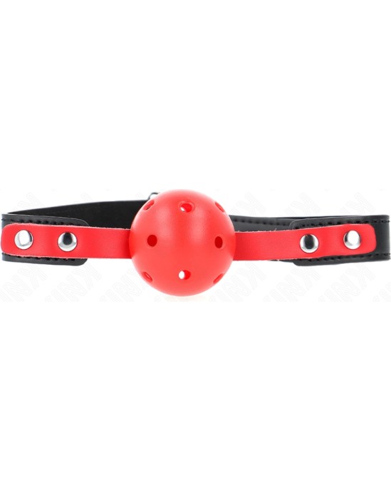 Kink Collar & Gag KINK - RED HOLLOW HARD BALL 4 CM GAG BLACK STRAP 60 x 2 CM ADJUSTABLE 37-52 CM