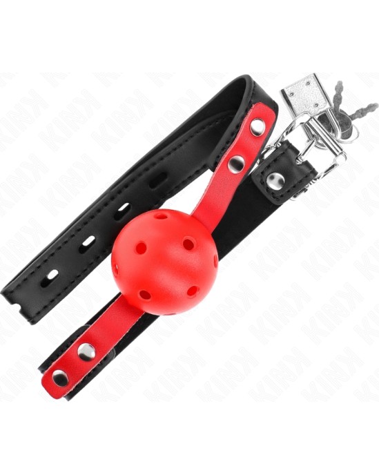 Kink Collar & Gag KINK - RED HOLLOW HARD BALL 4 CM GAG BLACK STRAP 60 x 2 CM ADJUSTABLE 37-52 CM