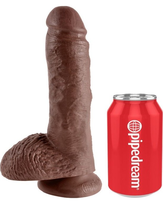 King Cock 8" COCK BROWN WITH BALLS 20.3 CM