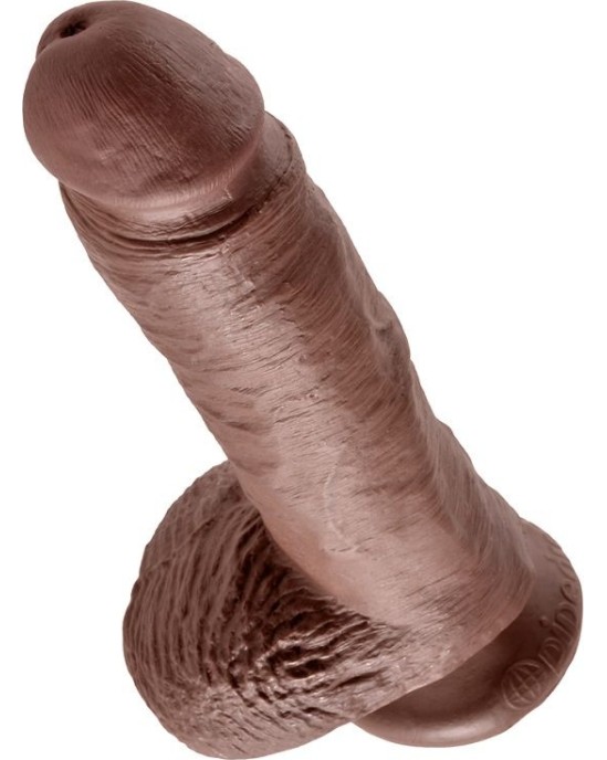King Cock 8" COCK BROWN WITH BALLS 20.3 CM
