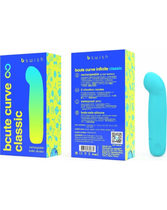 B Swish BCUTE CURVE INFINITE CLASSIC RECHARGEABLE VIBRATOR BLUE SILICONE