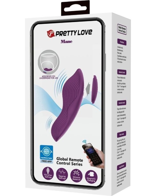Pretty Love MANE LAY ON CLITORIS MASSAGER 10 VIBRATIONS REMOTE CONTROL PURPLE
