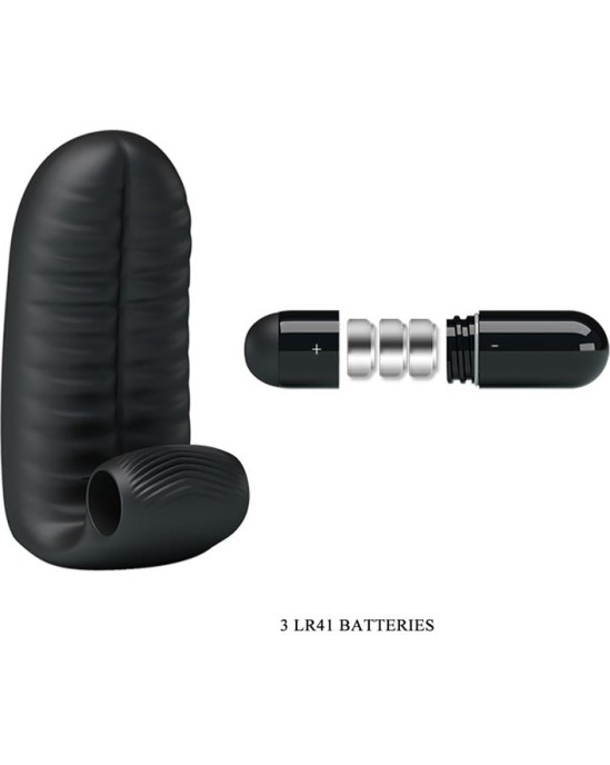 Prettylove Finger Sleeve with vibration Abbott Black