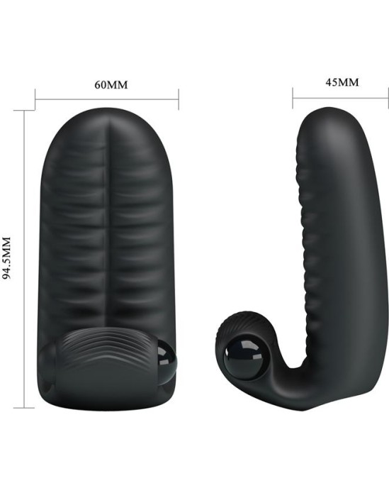 Prettylove Finger Sleeve with vibration Abbott Black