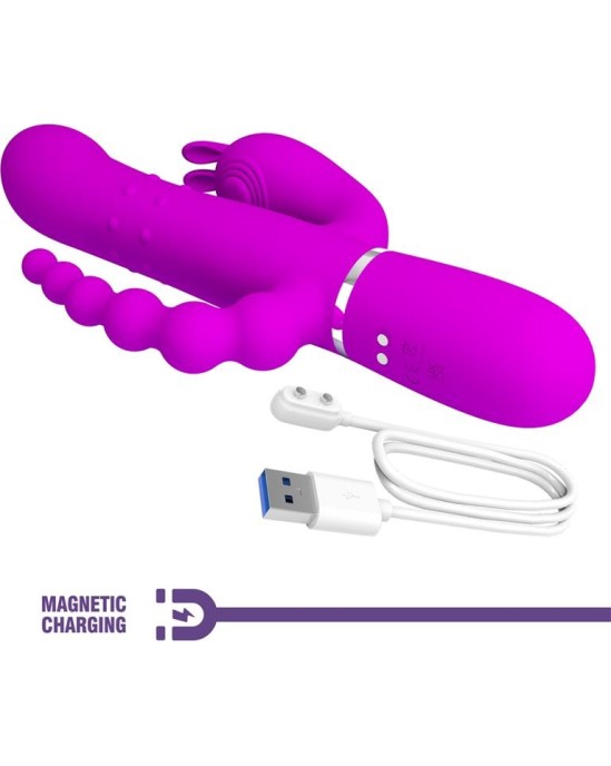 Prettylove Cammy 4 in 1 Vibe with Rotating Balls and Anal Chain