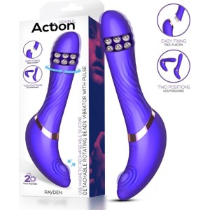 Action Rayden Detachable Rotating Beads Vibrator with Pulsation Two Positions