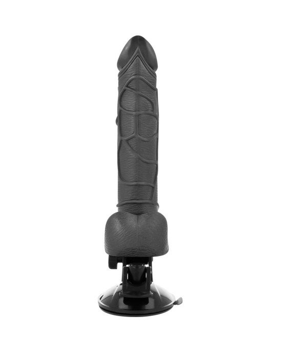 Basecock Reālistisks vibrators ar sēkliniekiem un pulti 19,5cm melns