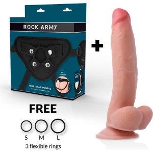 Rock Army Strap-on biksītes ar dubultā blīvuma Dildo 23cm