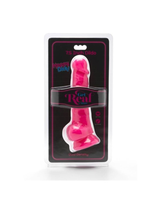 Get Real Dildo ar sēkliniekiem 19 CM rozā