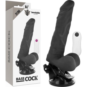 Basecock Reālistisks vibrators ar pulti melns 21 CM