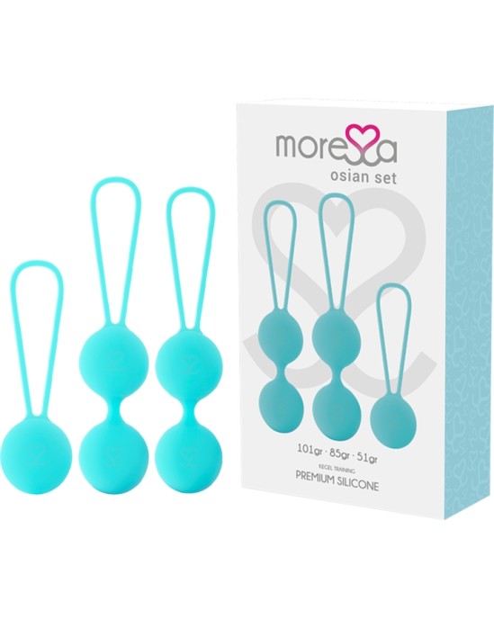 Moressa Silikona vaginālās bumbiņas komplekts tirkīza