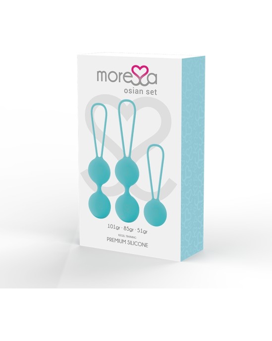 Moressa Silikona vaginālās bumbiņas komplekts tirkīza