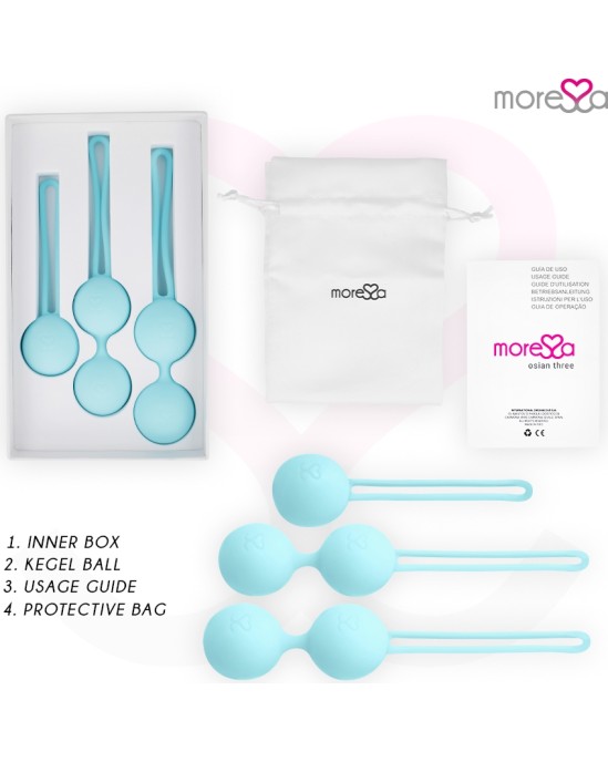 Moressa Silikona vaginālās bumbiņas komplekts tirkīza