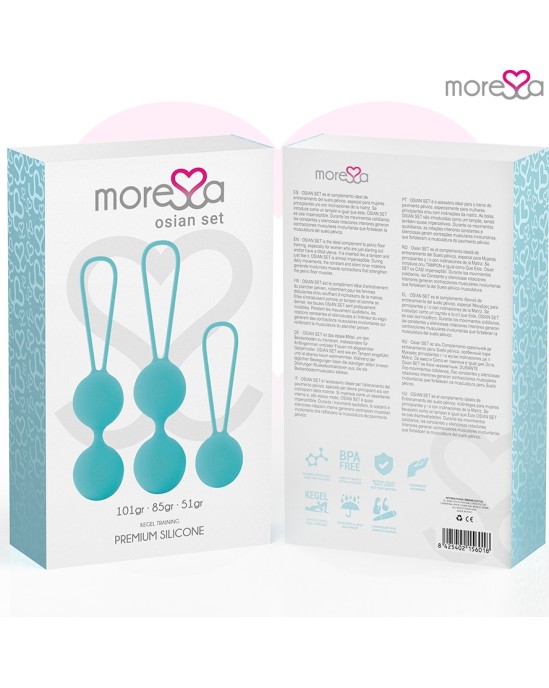 Moressa Silikona vaginālās bumbiņas komplekts tirkīza