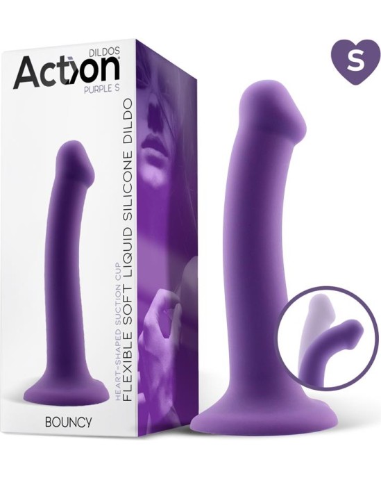 Action Bouncy Liquid Silicone Dildo Hiper Flexible 6.5 - 16.5 cm Size S Purple