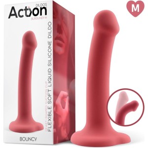 Action Bouncy Liquid Silicone Dildo Hiper Flexible 7 - 18 cm Size M Burgundy