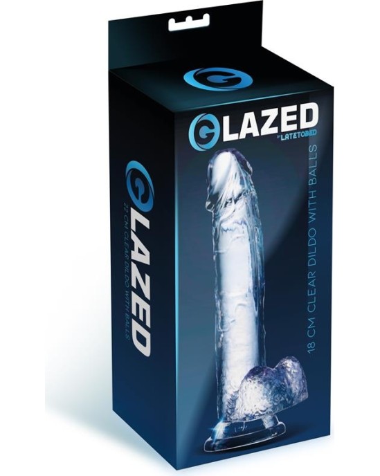 Glazed Realistic Dildo with Testicles Crystal Material 18 cm