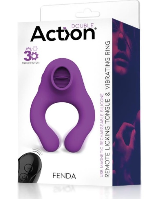 Action Fenda Vibrating Ring with Licking Tongue and Remote Control 3 Motors Magnetic USB