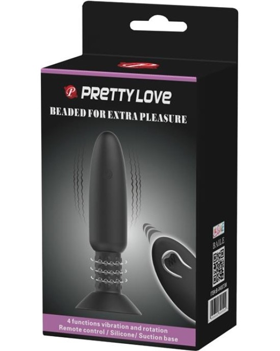 Prettylove Remote-Controlled Anal Plug with Vibration and Rotation - USB