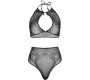 Leg Avenue Sets LEG AVENUE - TWO PIECES SET HALTER CROP TOP & THONG PANTY PANTY ONE SIZE