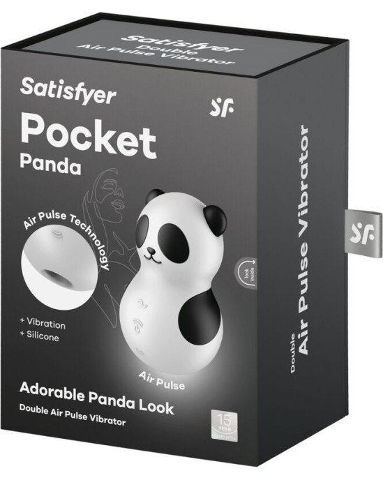 Satisfyer Air Pulse SATISFYER - POCKET PANDA STIMULATOR & VIBRATOR BLACK AND WHITE