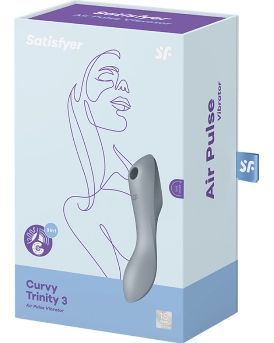 Satisfyer Air Pulse SATISFYER CURVY TRINITY 3 AIR PULSE VIBRATOR - GREY