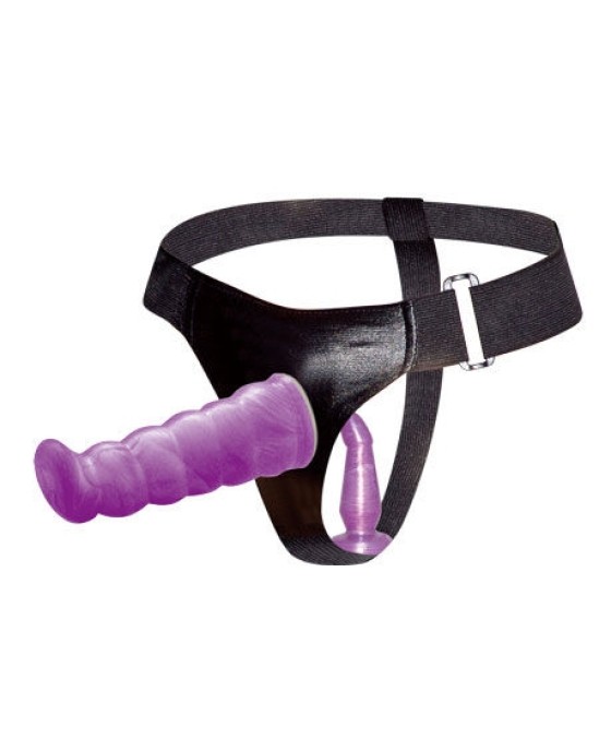 Baile Harness Collection Strap-on biksītes ar dubulto Dildo violets