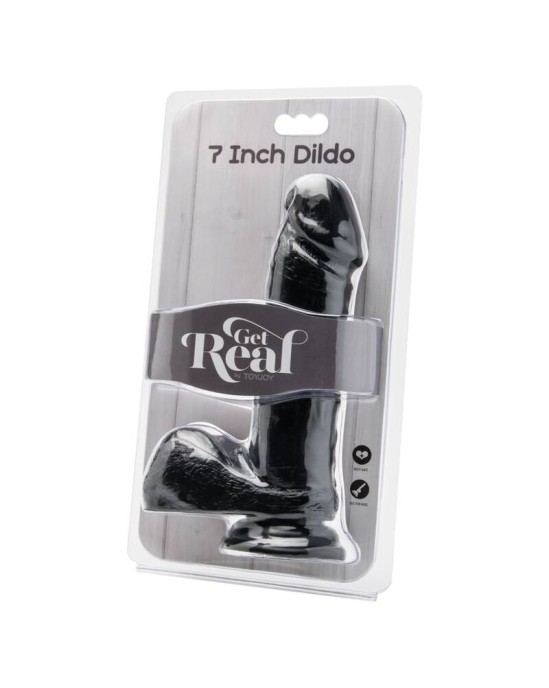 Get Real Dildo 18 CM WITH BALLS BLACK