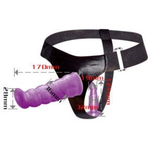 Baile Harness Collection Strap-on biksītes ar dubulto Dildo violets