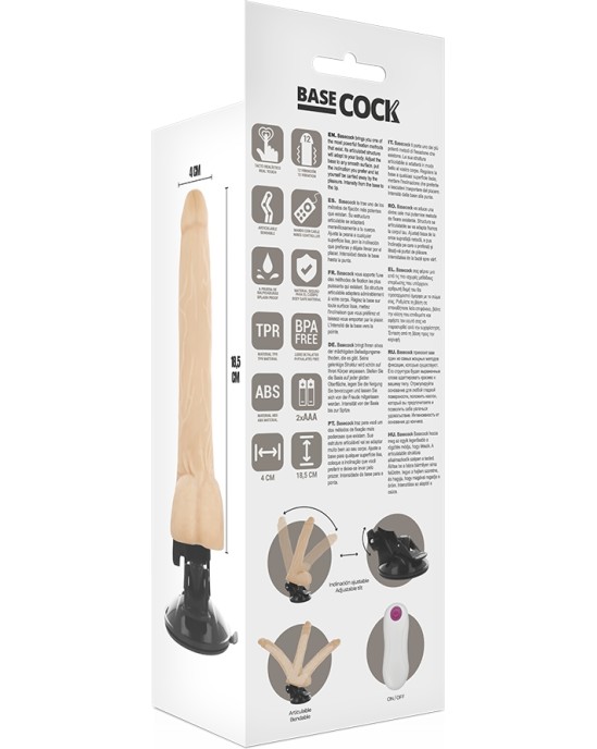 Basecock Reālistisks vibrators ar pulti 18,5 CM