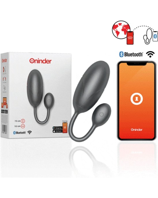 Oninder TOKYO VIBRATING EGG BLACK 7.5 X 3.2 CM FREE APP