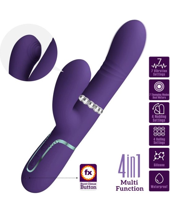 Prettylove Mariana Vibrator 4 in 1 Silicone Purple