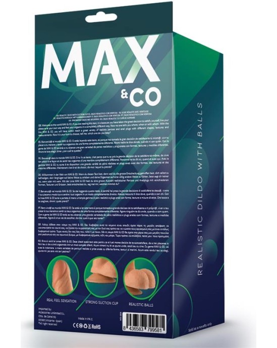 Max & Co Saul Realistic Dildo with Testicles Flesh 8,25 - 21 cm