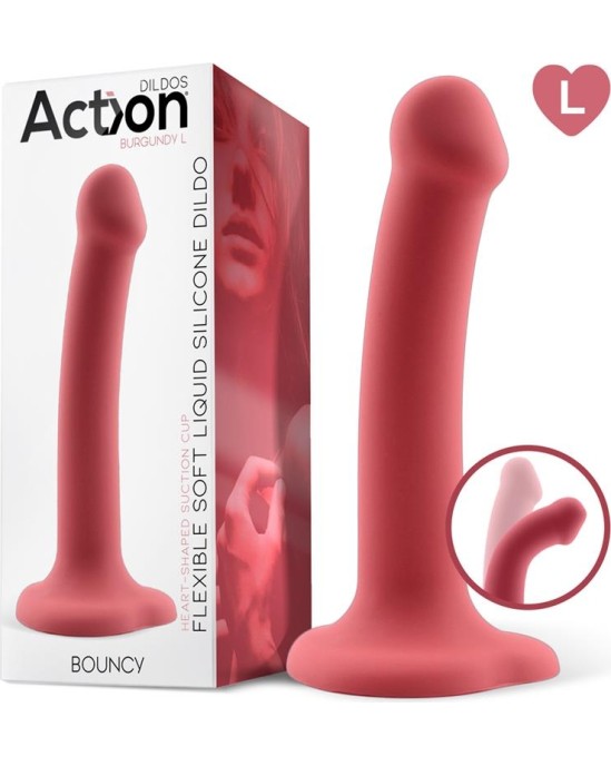 Action Bouncy Liquid Silicone Dildo Hiper Flexible 7.5 - 19 cm Size L Burgundy